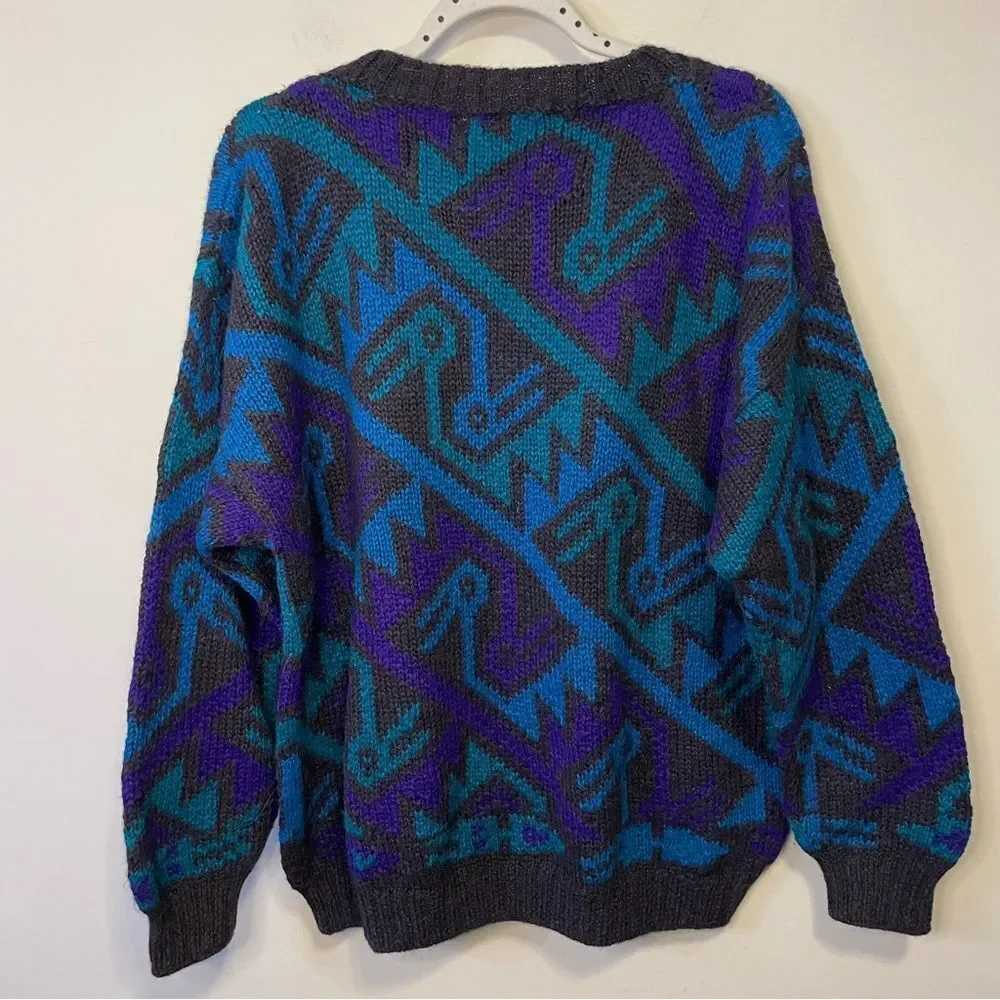 Peruvian Connection abstract 100% alpaca vintage sweater